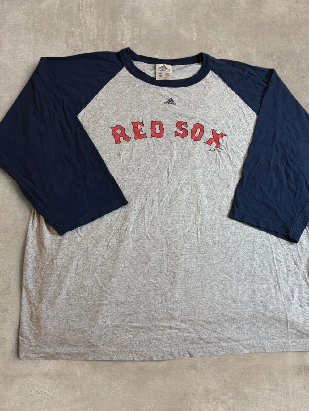 Vintage USA Made Adidas Boston Red Sox 3/4 Raglan Shirt Mens 2XL MLB Grey